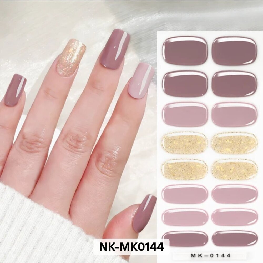 🖤 3/$12 Mauve, Purple and Gold Glitter Nail Polish Strips - No UV Brand New
